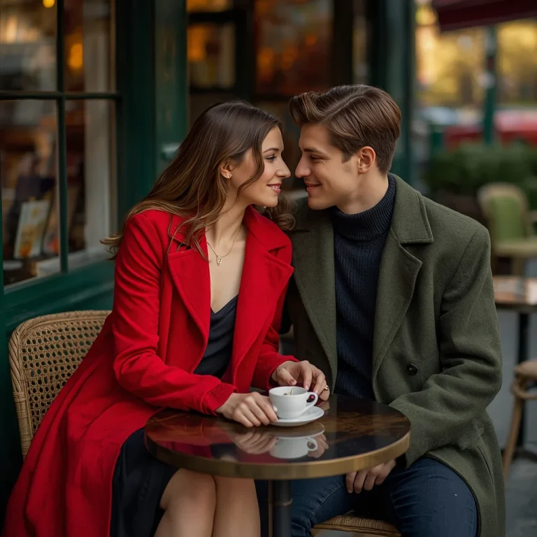 Romantic Cafe Date with Black Silk Slip | Sweet Romantic Collage