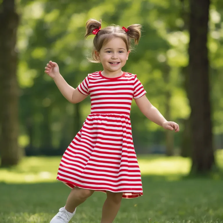 Sweet Striped T-Shirt Dress for a Playful Afternoon | Cheerful Innocent Portrait