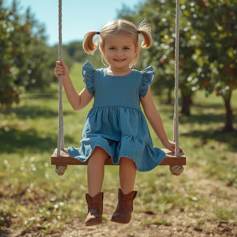 Western Dress for Girls: Adorable Denim Mini Dress with Ruffles | Charming Sweet Young