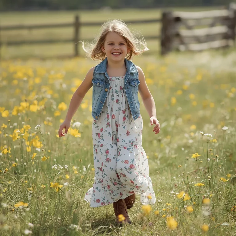 Western Dress for Girls: Charming Floral Maxi Dress with Cowboy Boots | Delightful Ethereal Young